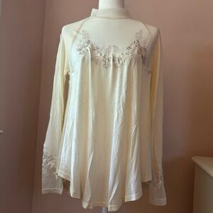 NWOT Free People Mesh Tunic with Floral Detail